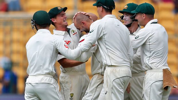 Man of the moment Nathan Lyon claimed a career-best 8/50- the best return ever by a foreign bowler on these shores