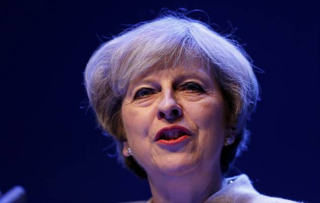 Britain's Prime Minister Theresa May addresses the Conservative Party's Scottish conference in Glasgow Scotland.              
    Image by RUSSELL CHEYNE     
          REUTERS