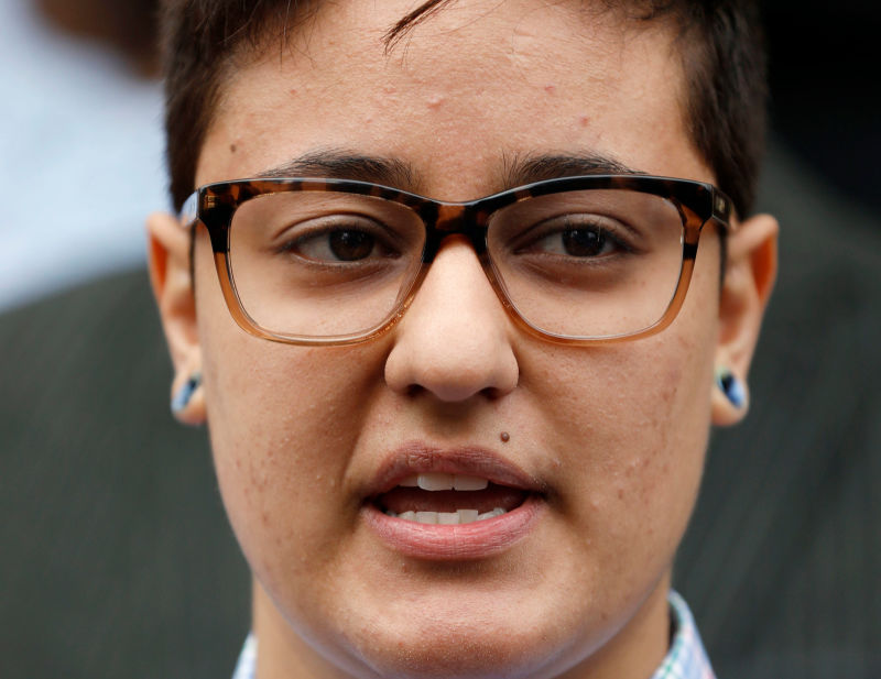 Daniela Vargas speaks at a news conference on Wednesday March 1 in Jacksonville just before she was detained by ICE. Image via AP