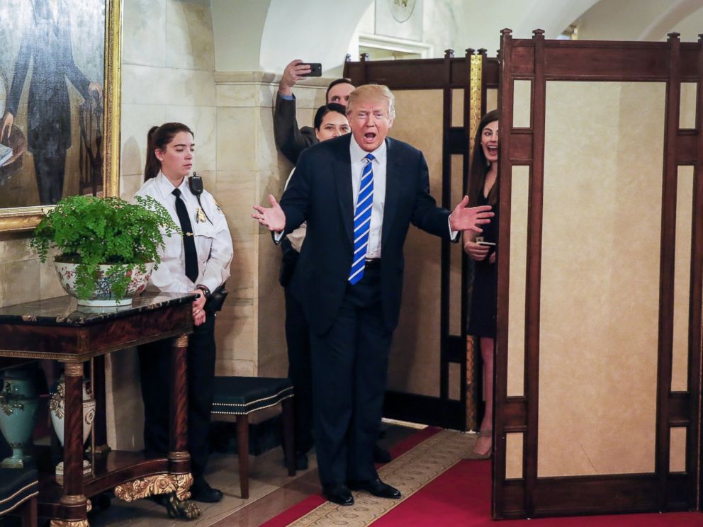 Erik S. Lesser  EPAPresident Donald Trump greets people on a public tour of the White House in Washington