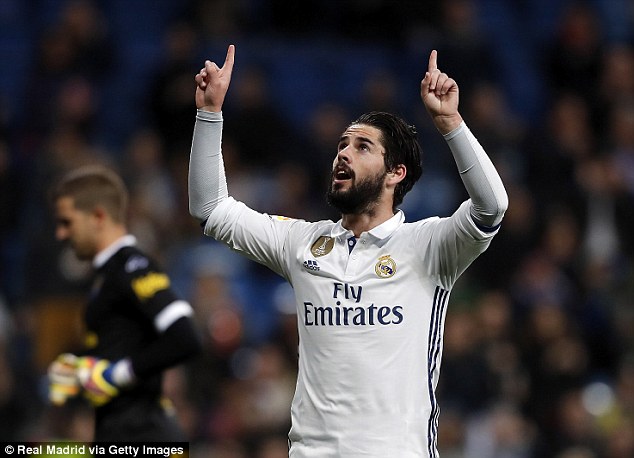 Isco celebrating after scoring in Real Madrid's 3-3 draw with Las Palmas on Wednesday