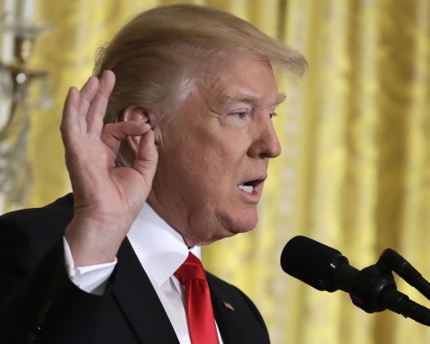 President Donald Trump lashes out at the media during this Feb. 16 2017 news conference in the East Room of the White House