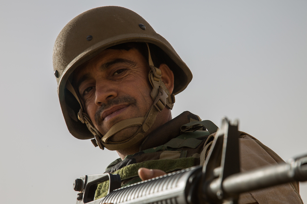 Peshmerga soldier during react to fire training near Erbil Iraq. DVIDSHUB  Public domain