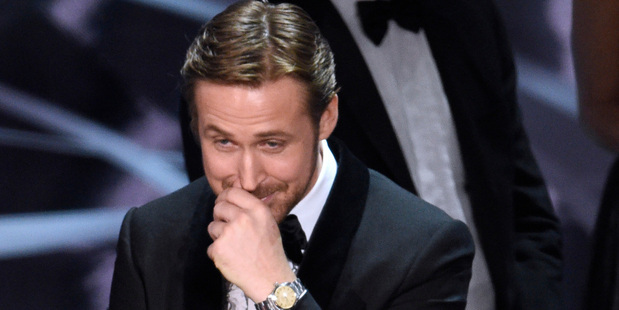 Ryan Gosling reacts as the true winner of best