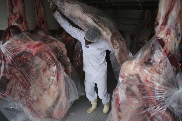 Brazil’s meat exports plunged to $74,000 on Tuesday compared with the daily average of $63 million