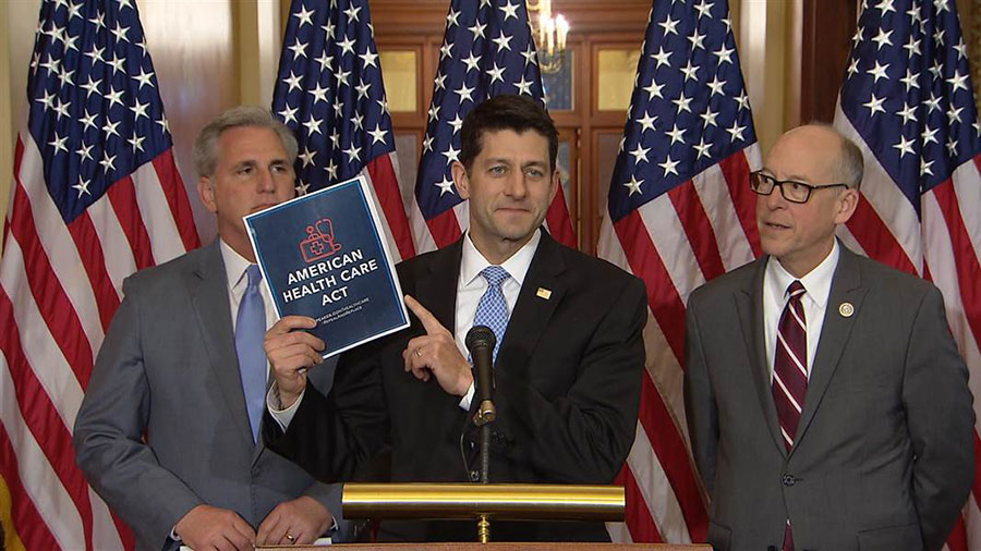 Speaker Paul Ryan introducing the American Health Care Act. Image credit NBC News