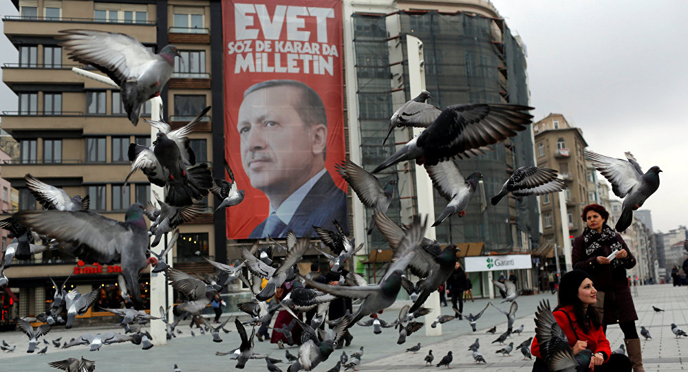 Tayyip Erdogan is seen on Taksim square in central Istanbul Turkey