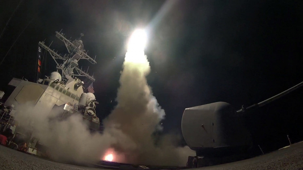 USS Porter launches a tomahawk land attack missile