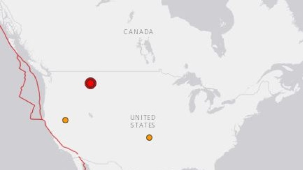 This USGS map shows the location of a quake that rattled western Montana