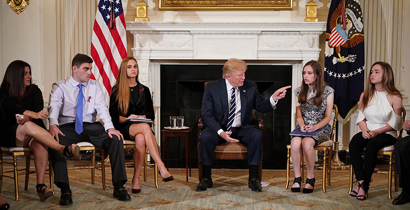 Watch Trump meet with people affected by school shootings