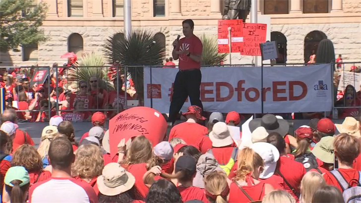 Arizona teachers and supporters rally at the Capitol for the second day of walkouts