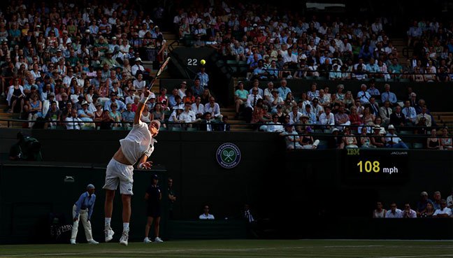 South Africa’s Kevin Anderson in action during the fourth round match against France’s Gael Monfils