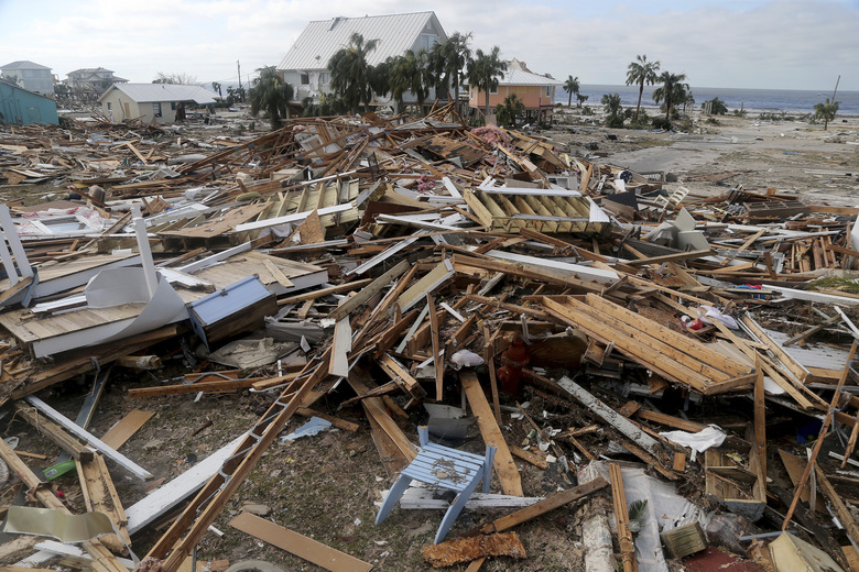The coastal township of Mexico Beach Fla. lays devastated on Thursday Oct. 11 2018 after Hurricane Michael made landfall on Wednesday in the Florida Panhandle