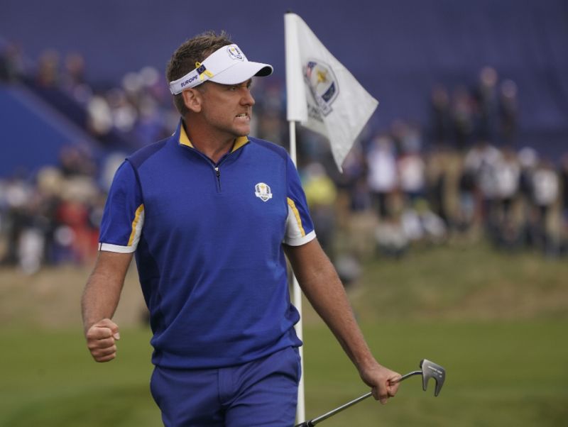 Ian Poulter pushed Europe to the verge of victory with a thrilling 2-up win over Dustin Johnson